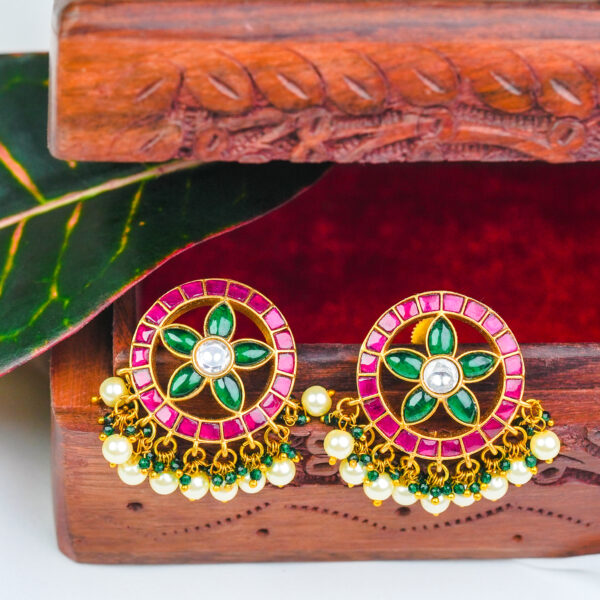 Premium Jadau Kundan Stone Stud - Image 2