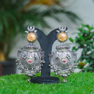 Premium Oxidised Silver Chandbali Earrings