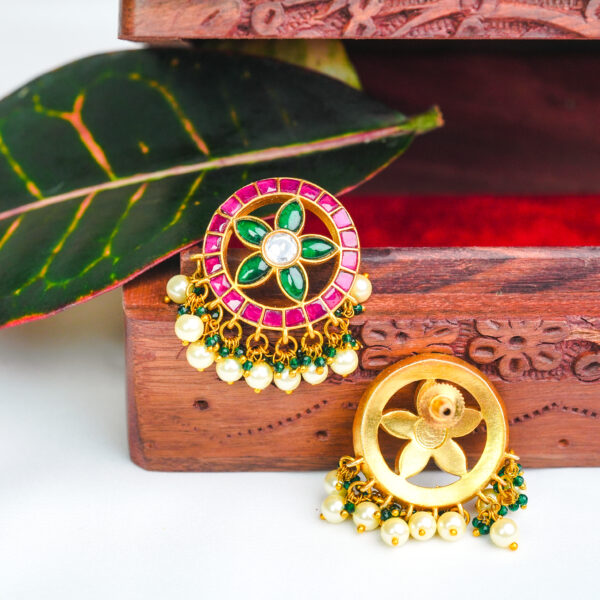 Premium Jadau Kundan Stone Stud - Image 3