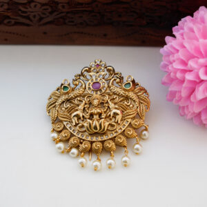 Lakshmi & Dual Peacock Hair Brooch