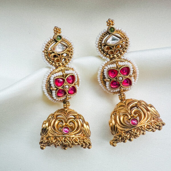 Polki Kundan Beaded Jumukkas - Image 2