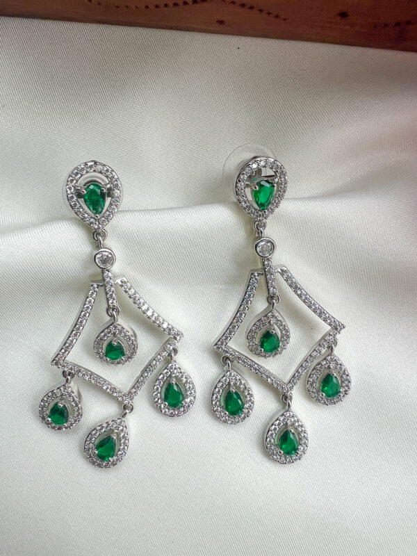 AD Stone Earrings - Green