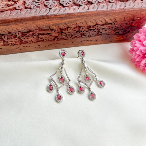 AD Stone Earrings - Pink