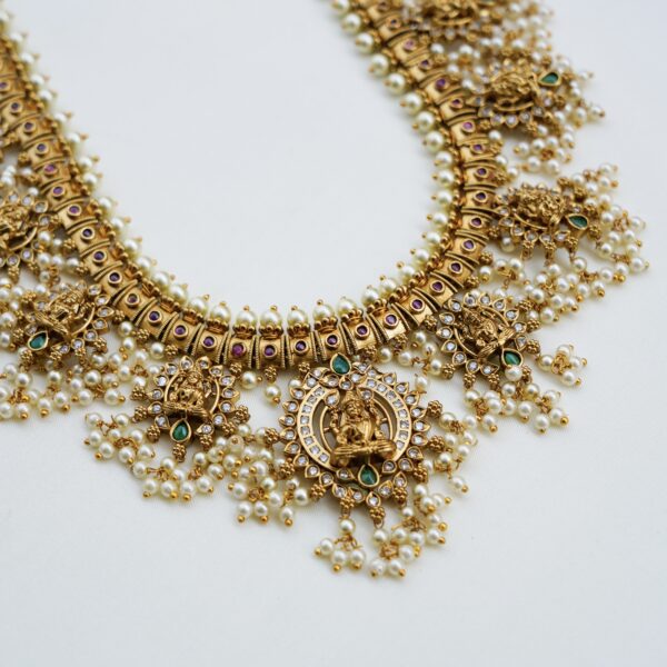 Premium All Over Lakshmi Pendent Guttapusalu Long Haram - Image 2