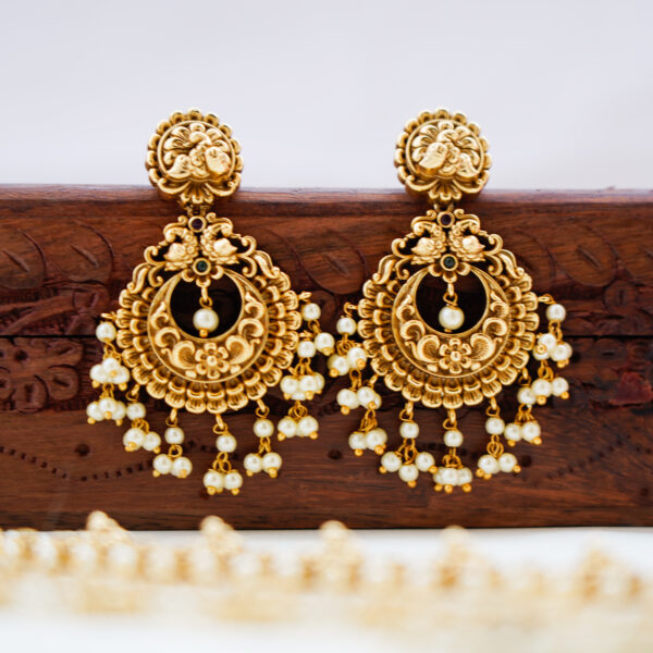 Premium Antique Peacock Hanging Design with Kemp Stone Haram - Image 3