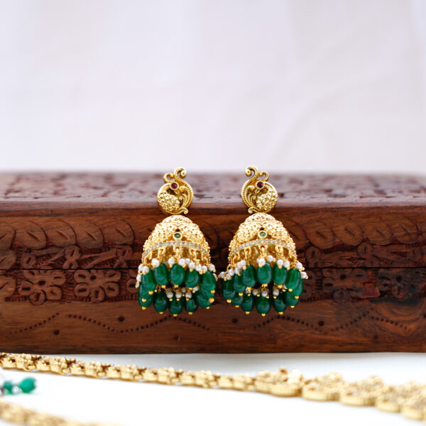 3D Lakshmi Pendent Premium Antique Temple Designer Long Haram - Image 4