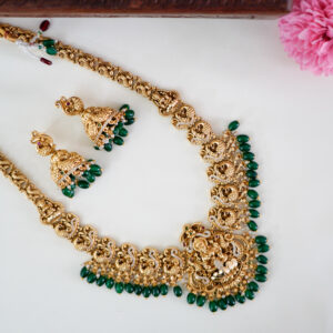 3D Lakshmi Pendent Premium Antique Temple Designer Long Haram