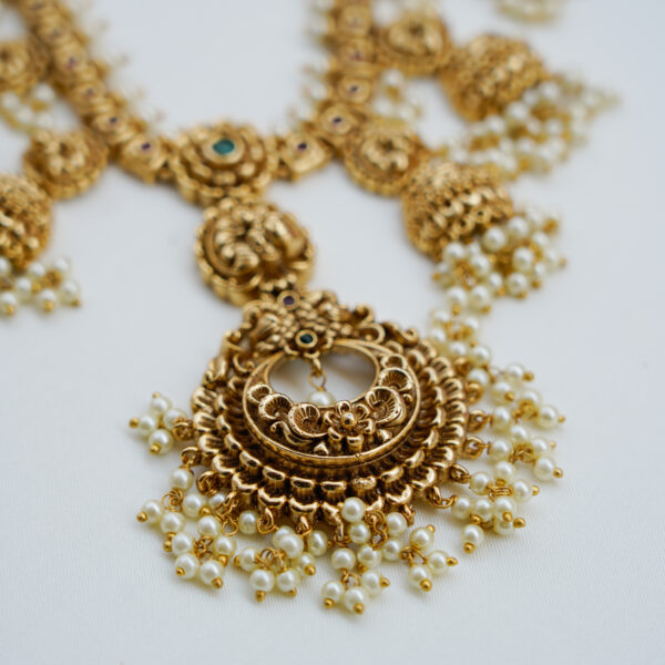 Premium Antique Peacock Hanging Design with Kemp Stone Haram - Image 2