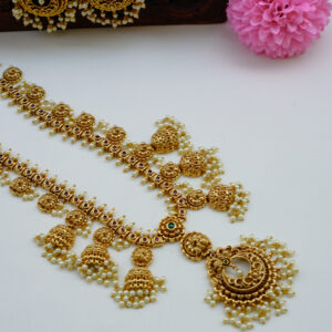Premium Antique Peacock Hanging Design with Kemp Stone Haram