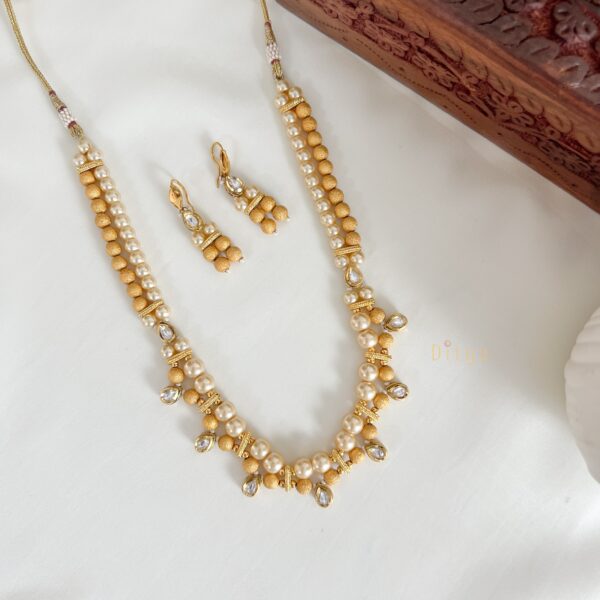 Pearl and Gold Ball with Meenakari Kundan Short Haram