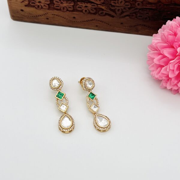 Mossanite Polki Kundan Stones Earring