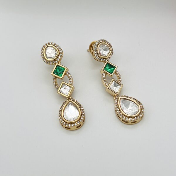 Mossanite Polki Kundan Stones Earring - Image 2