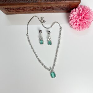 Square Stone Pendent AD Neckset