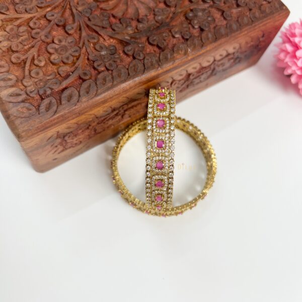 AD Stone Bangles - Pink