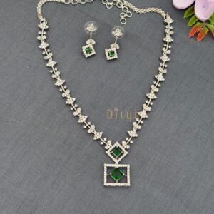 Square Emerald Pendent AD Necklace