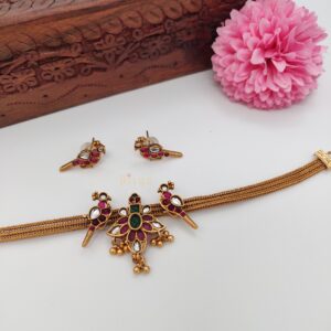 Antique Peacock with flower Motif Choker