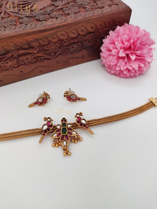 Antique Peacock with flower Motif Choker